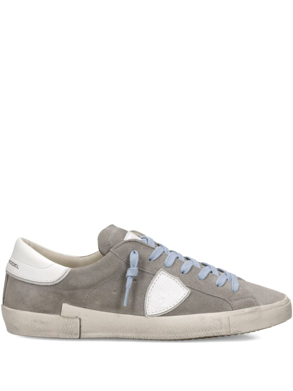 Philippe Model Flat Shoes Gris Blanc Suede