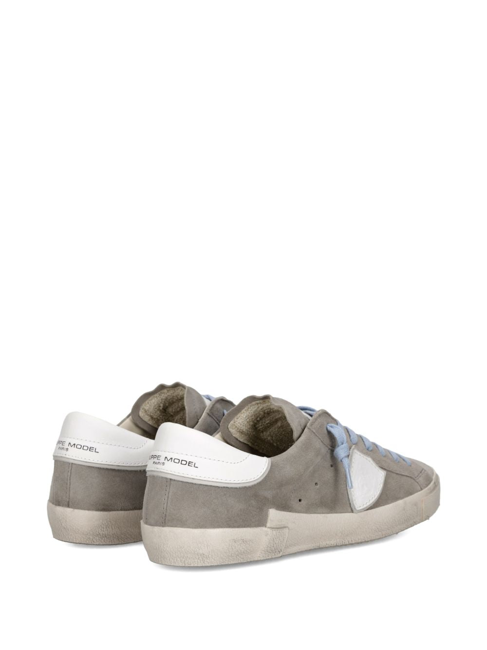 Philippe Model Flat Shoes Gris Blanc Suede