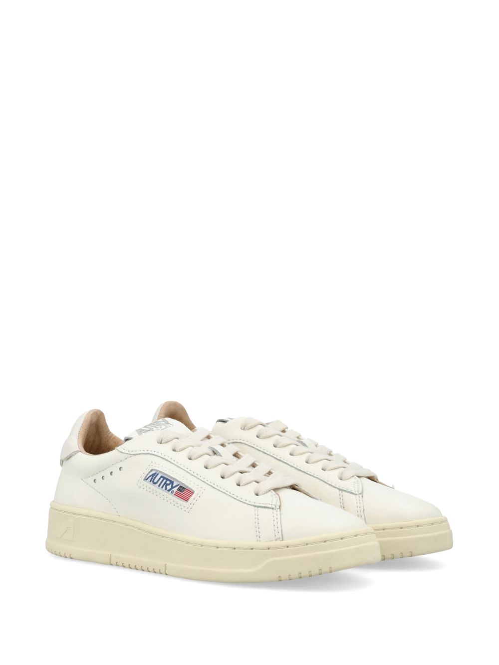 Autry Flat Shoes White Lea Rub Sole