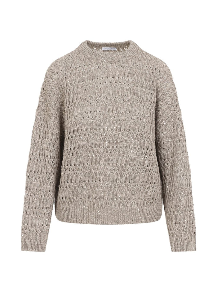 Brunello Cucinelli Sweaters Fango Lino Nylon