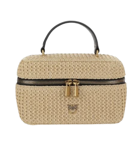 Pinko Bags Beige Woven Raffia