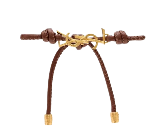 Saint Laurent Bijoux Brown Leather Cord