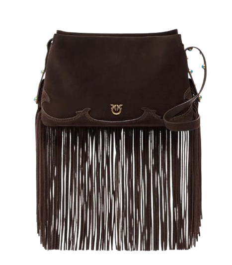 Pinko Bags Dark Brown Suede Leather