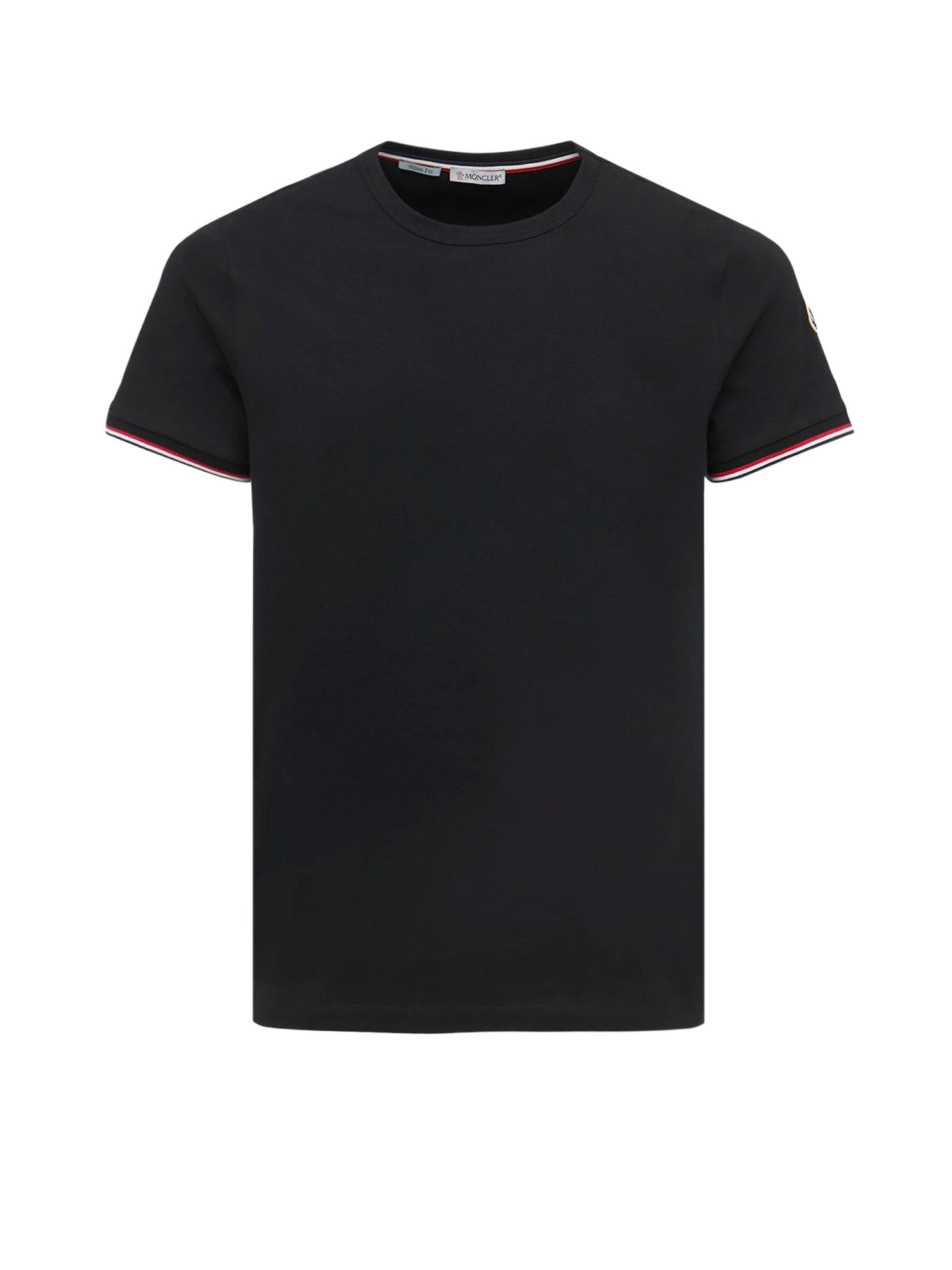 Moncler T-Shirts And Polos Black Cotone Elastan