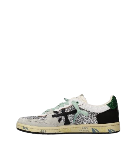 Premiata Flat shoes Silver/white/green