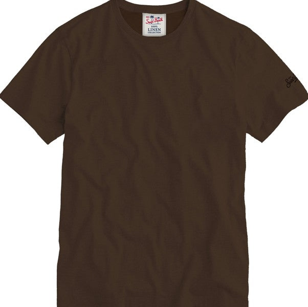 Saint Barth T-shirts and Polos Dark Brown Linen