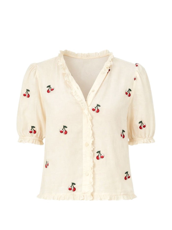 Twin-set Shirts Pergam/cherries/red Embroidery