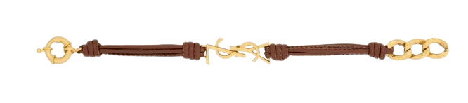 Saint Laurent Bijoux Brown Leather Cord