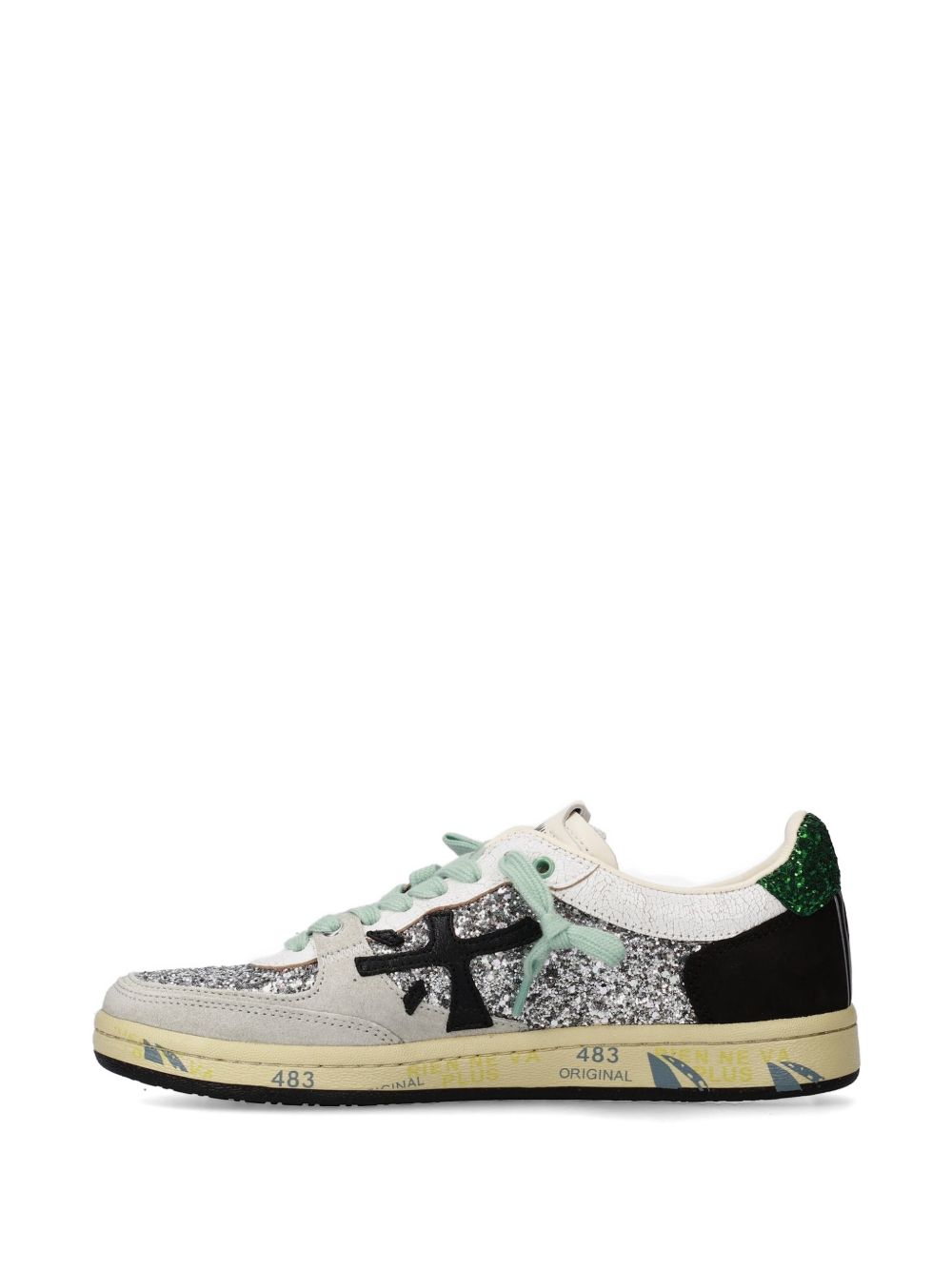 Premiata Flat shoes Silver/white/green
