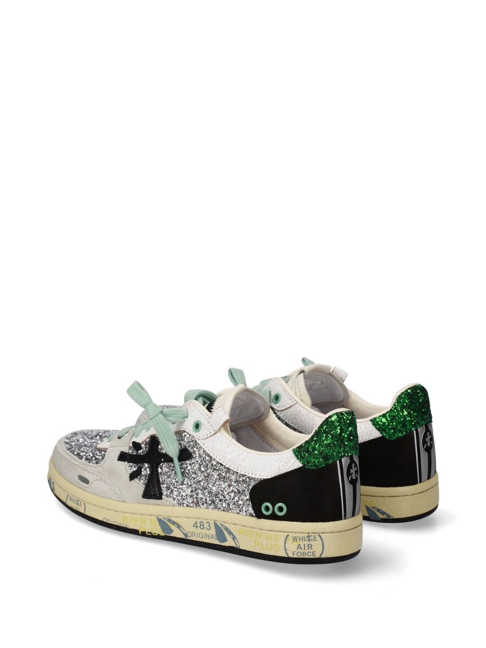 Premiata Flat shoes Silver/white/green