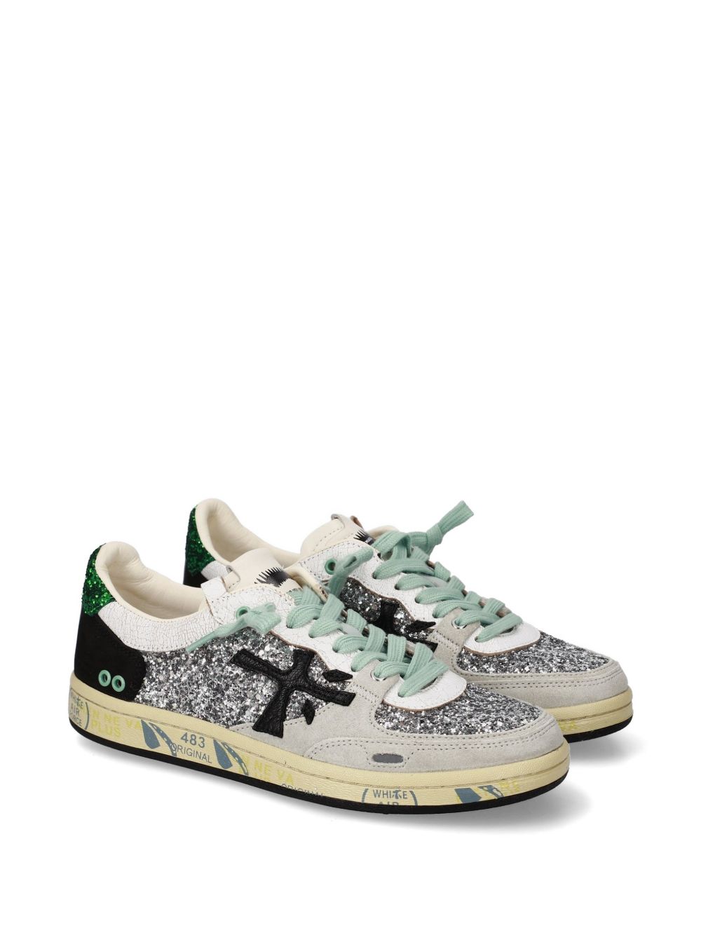 Premiata Flat shoes Silver/white/green
