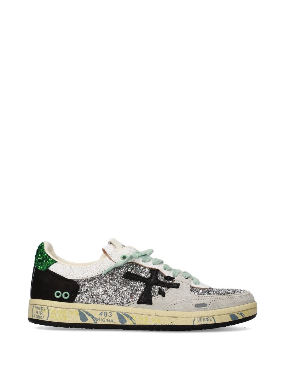 Premiata Flat shoes Silver/white/green