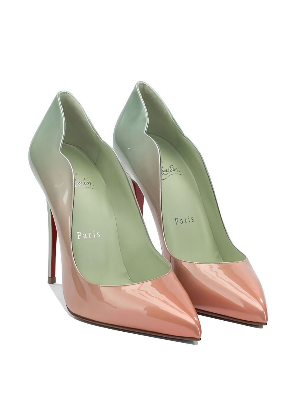LOUBOUTIN Flat shoes Mint Green / Blush Pink Ombré Patent Leather