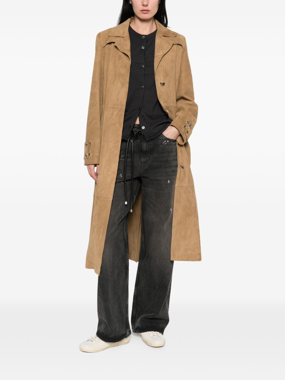 Golden Goose Coats Mellow Buff Suede Leather