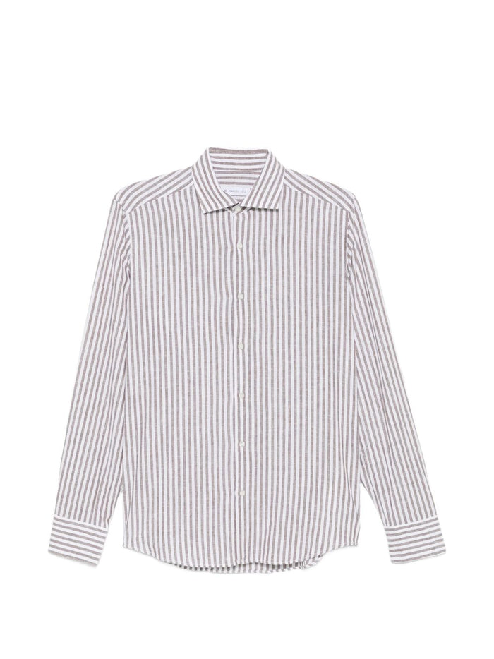 Manuel Ritz Shirts Brown/white Stripe