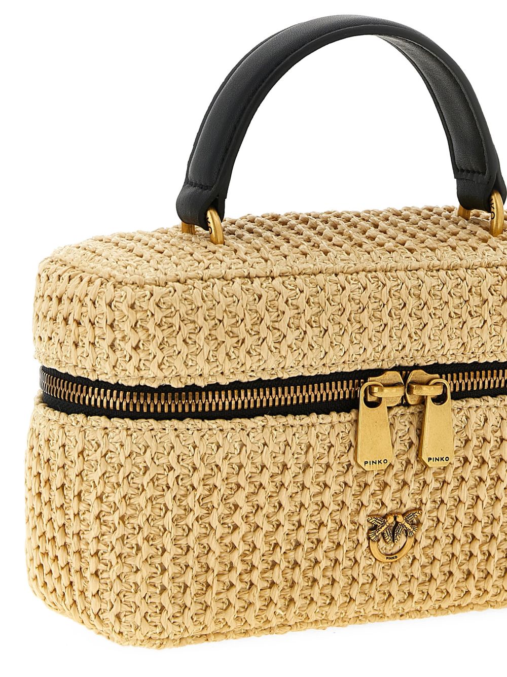 Pinko Bags Beige Woven Raffia
