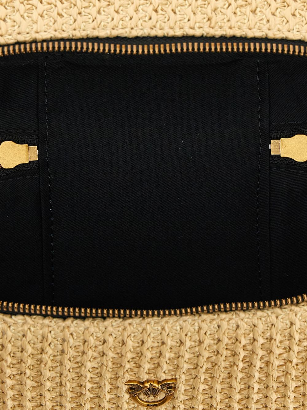 Pinko Bags Beige Woven Raffia