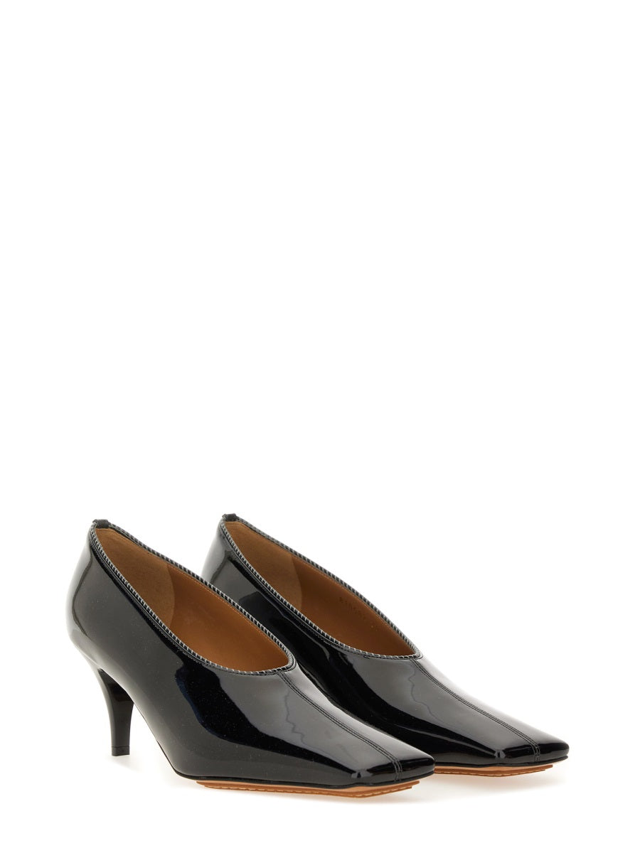 Square Toe Shoe Black Polyester