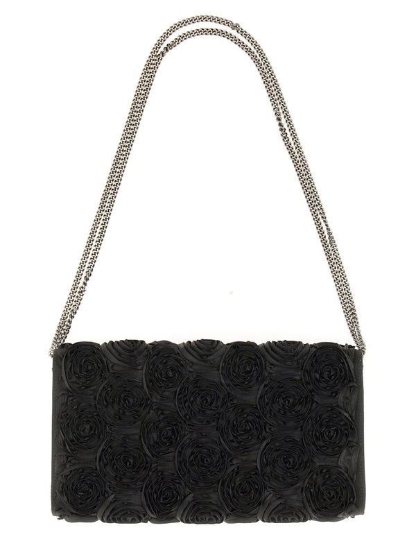 Efflorescence Clutch Bag Black Viscose Silk Handbags