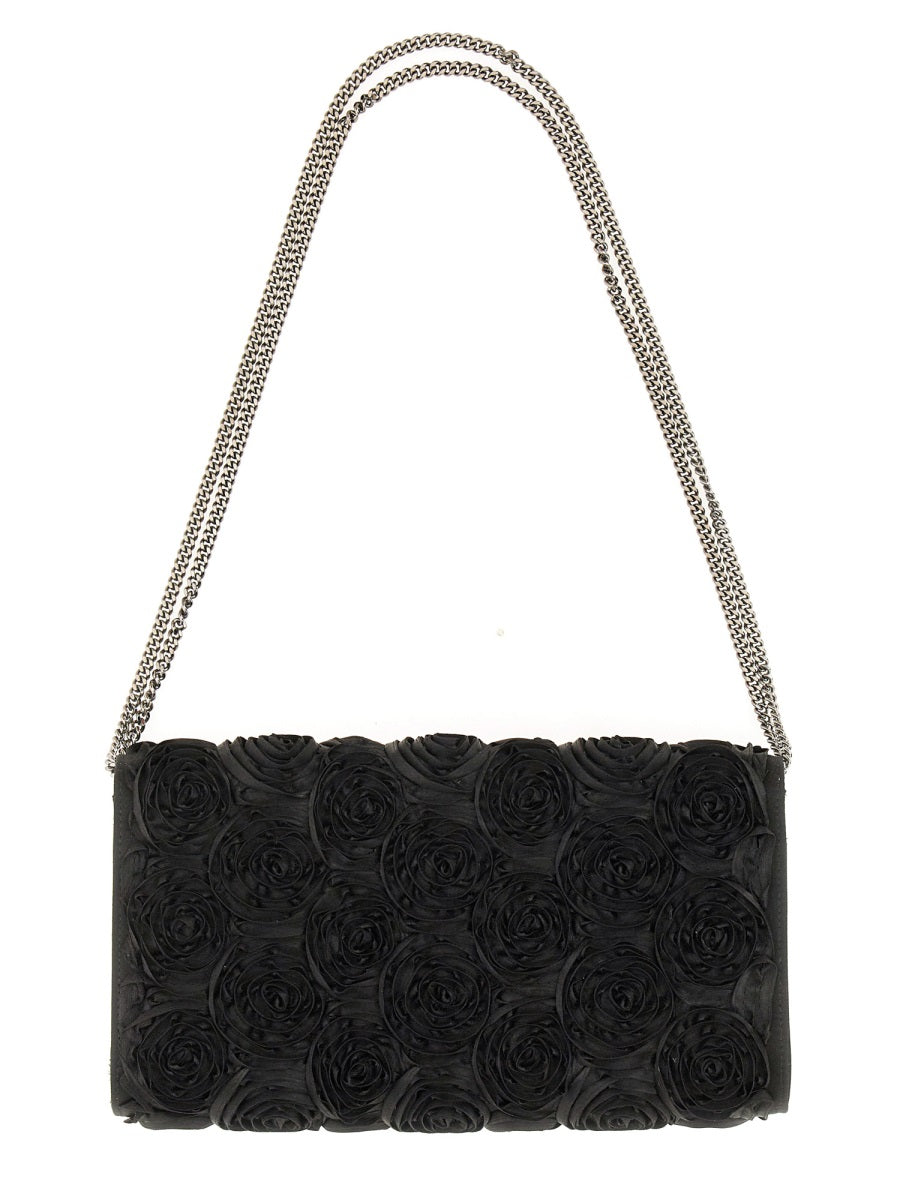 Efflorescence Clutch Bag Black Viscose Silk Handbags