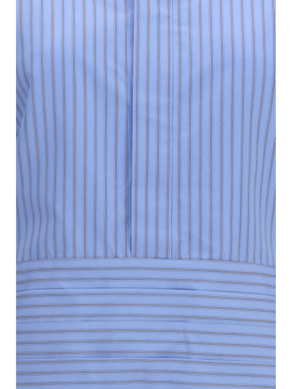 Cotton Poplin Shirt With Belt Light Blue Stripe