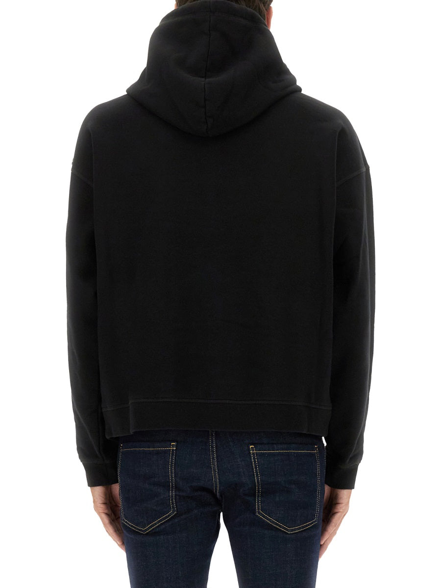 Printed Black Cotton Sweatshirt Sweatshirts