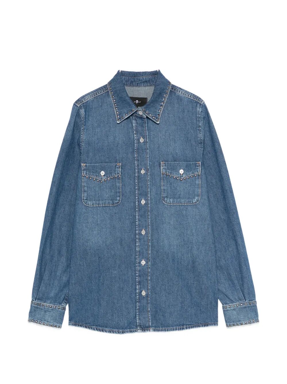 Western Shirt Street Wise With Studs Blue Cotton