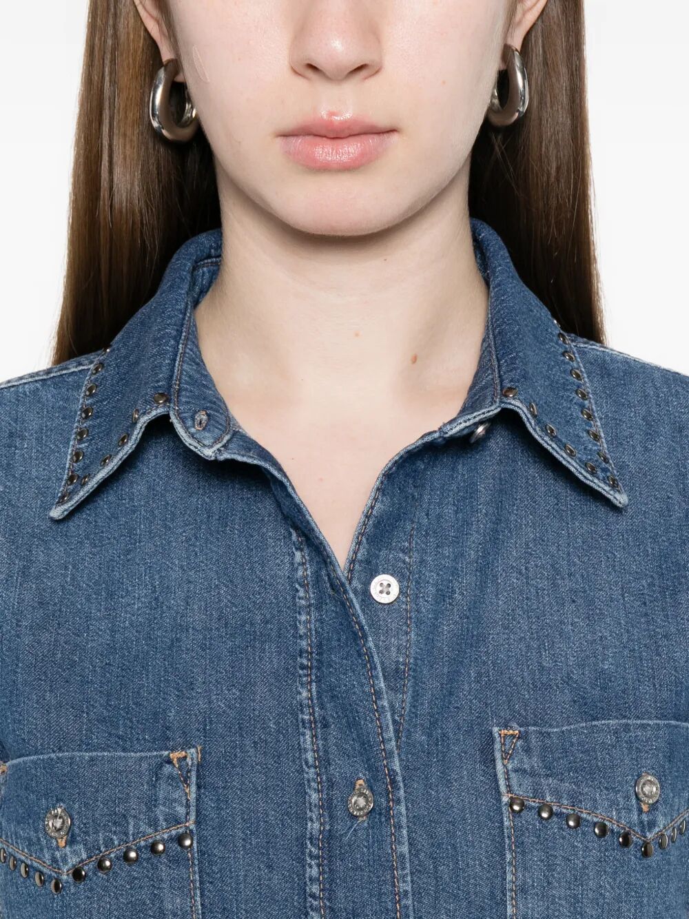 Western Shirt Street Wise With Studs Blue Cotton