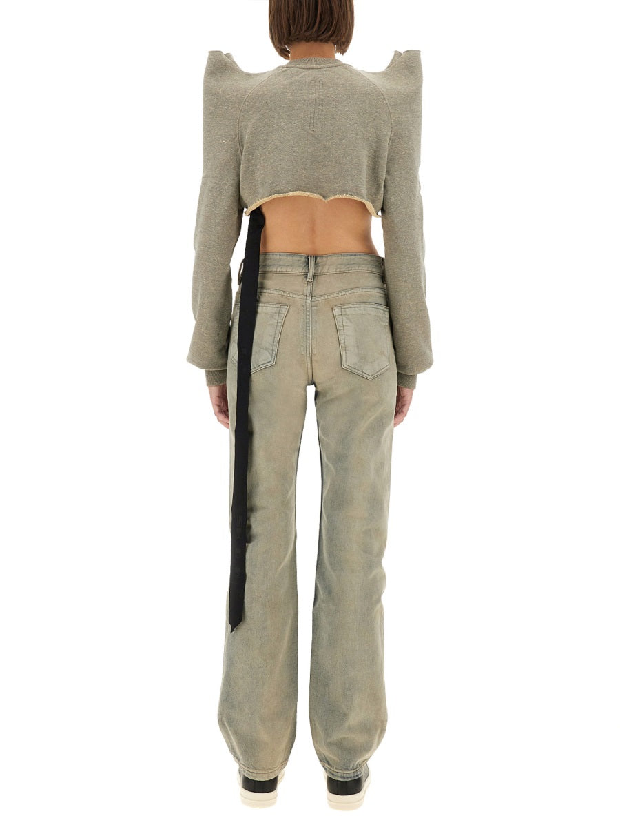 Cropped Sweatshirt Grey Cotton Sweatshirts
