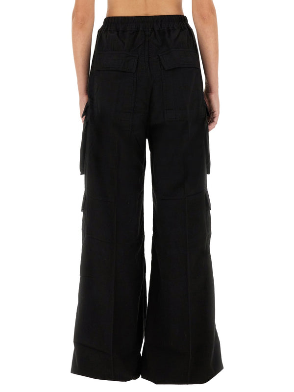 Wide Leg Pants Black Cotton Trousers