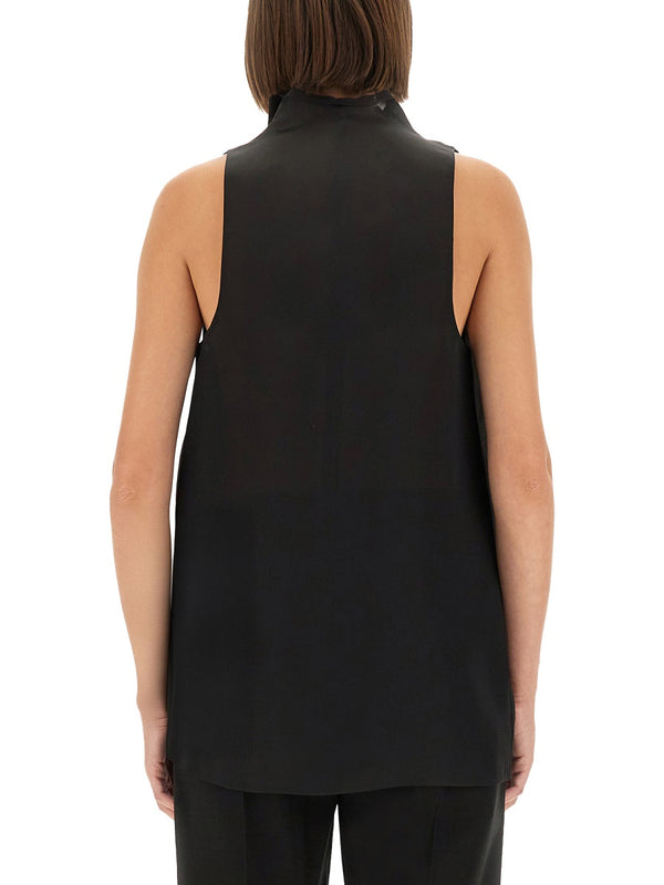 Silk Top Black Tops