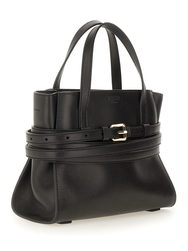 Tie Me Bag Small Black Leather Shoulder