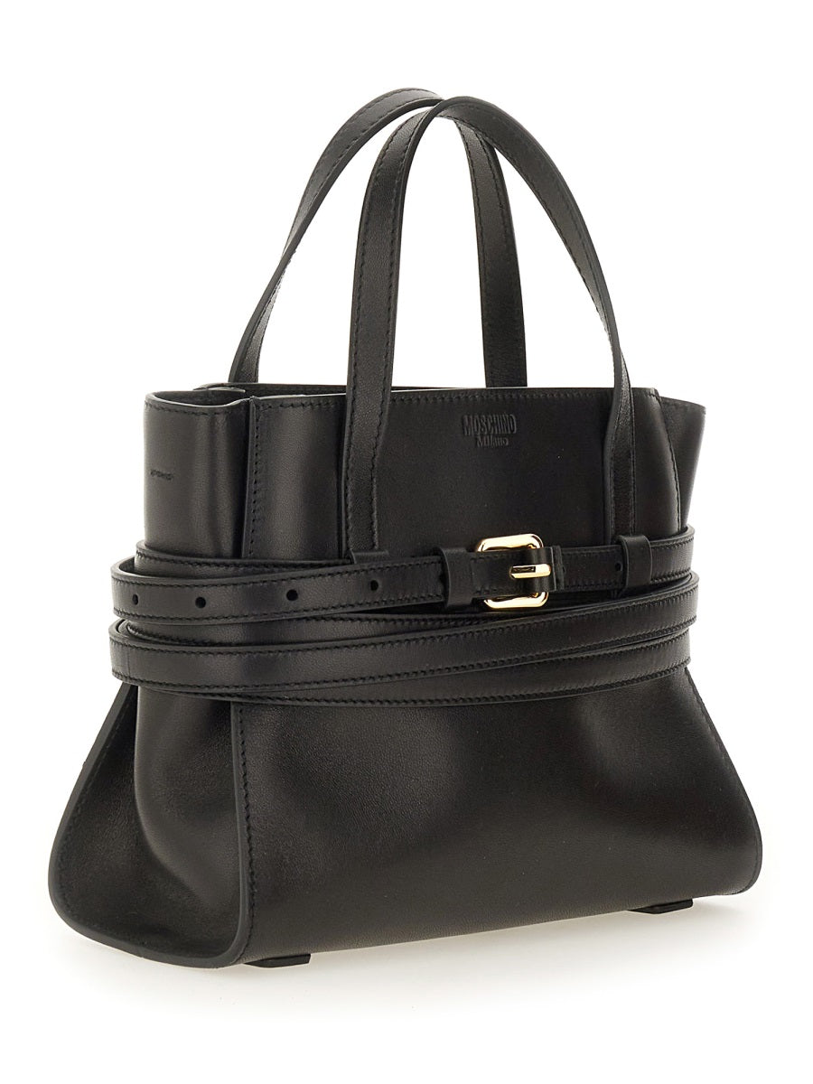 Tie Me Bag Small Black Leather Shoulder
