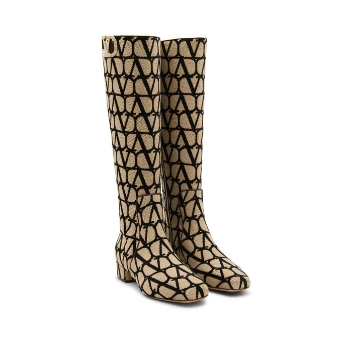 Garavani Canvas Logo Boots Beige