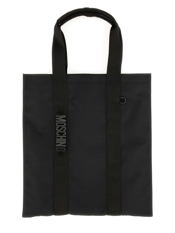 Tote Bag With Logo Black Polyester Viscose Handbags