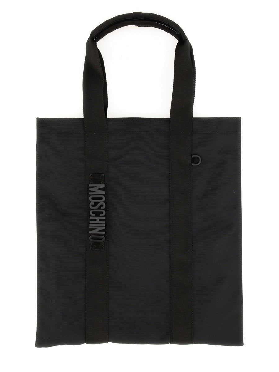 Tote Bag With Logo Black Polyester Viscose Handbags