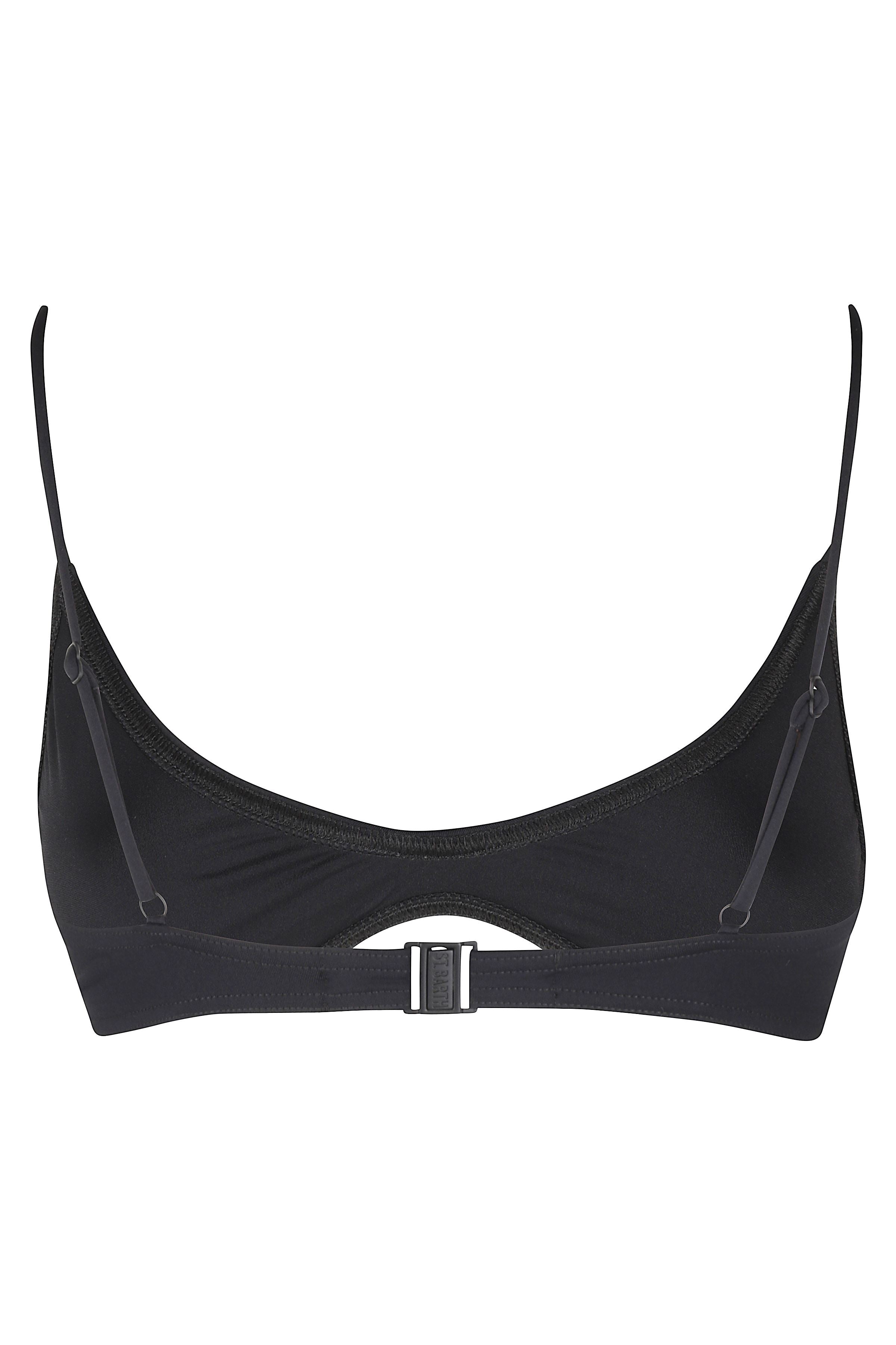 Deep Scoop Bikini Top With Back Black Poliammide Elastan Costume