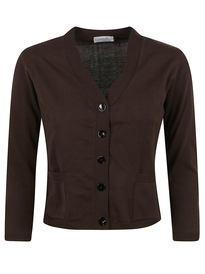 Cadigan A V Brown Cotton Maglia