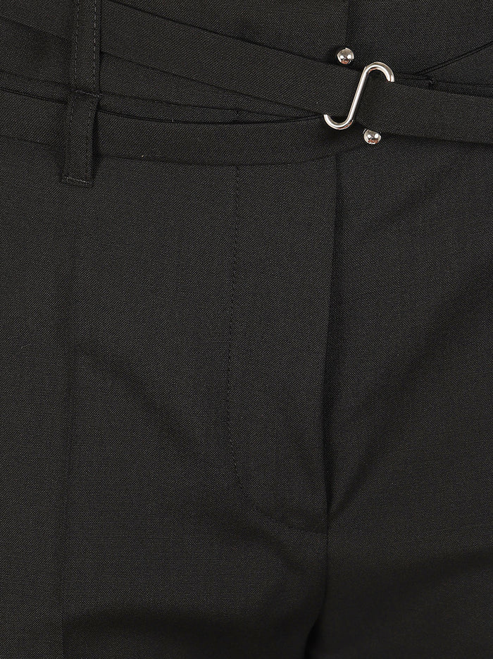 Pantalone Lungo Flared Cera Black Lana Vergine Ovis Aries Pantaloni