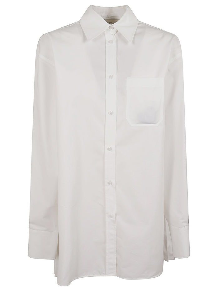 Camicia Over Plissè Nespola White Cotone