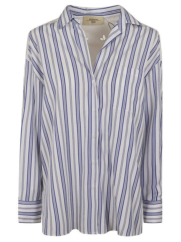 Popeline Puro Cotone Unito E Rigato Blu Camicia