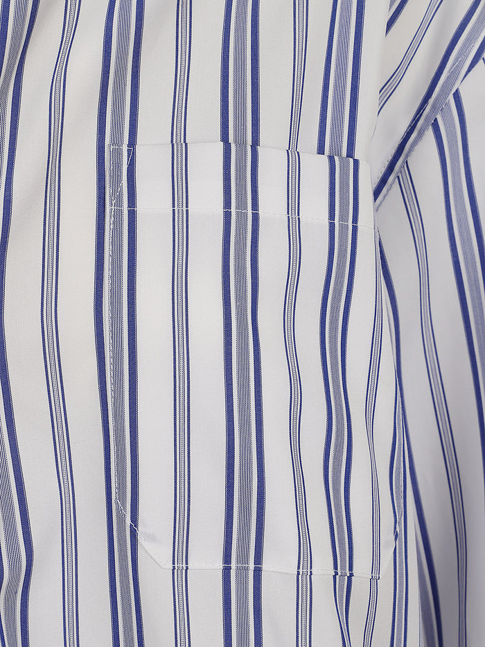 Popeline Puro Cotone Unito E Rigato Blu Camicia