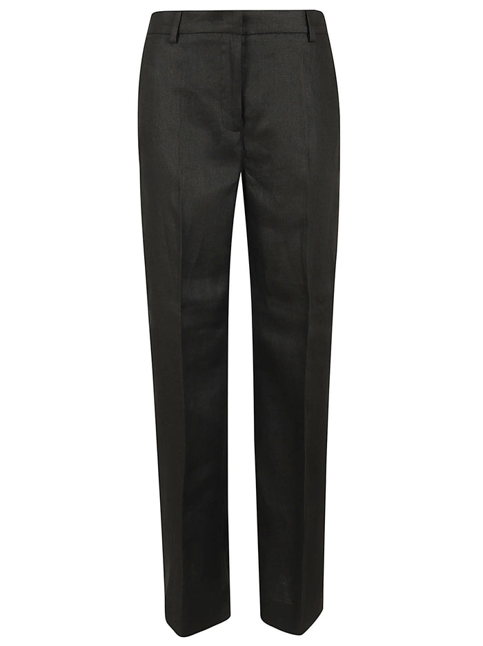 Canvas Puro Lino Unito Delave Lavato Black Pantaloni