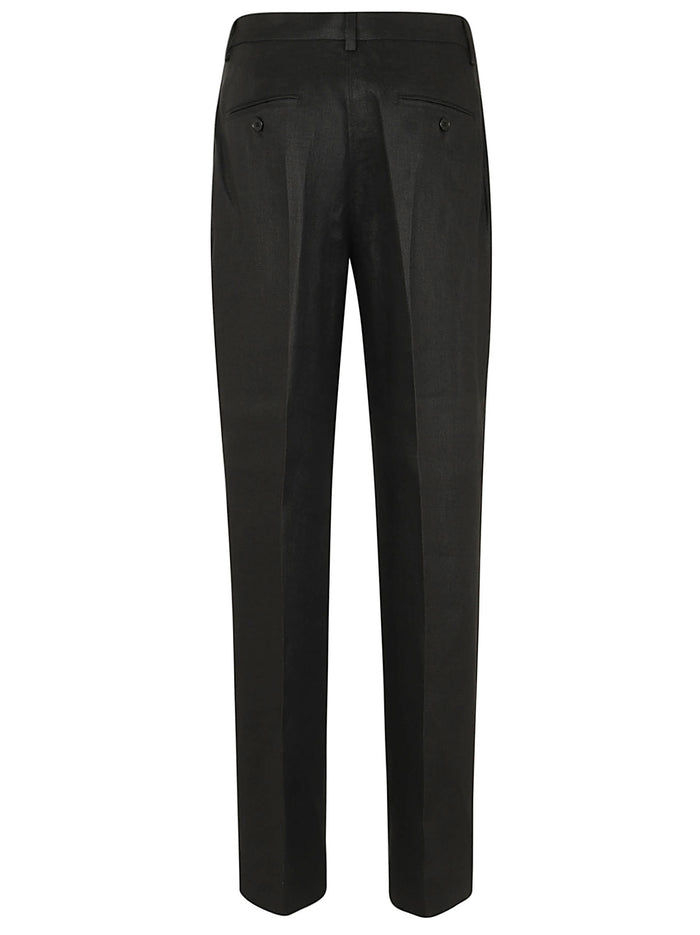 Canvas Puro Lino Unito Delave Lavato Black Pantaloni