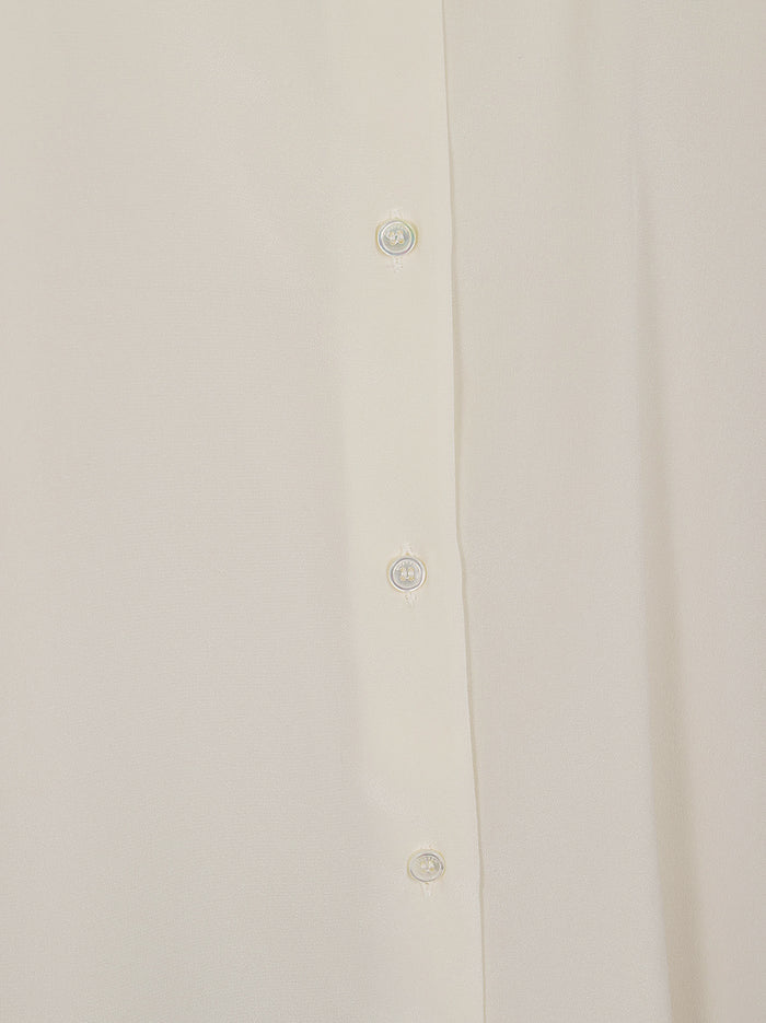 Crepe De Chine Pura Seta Lavato White Camicia