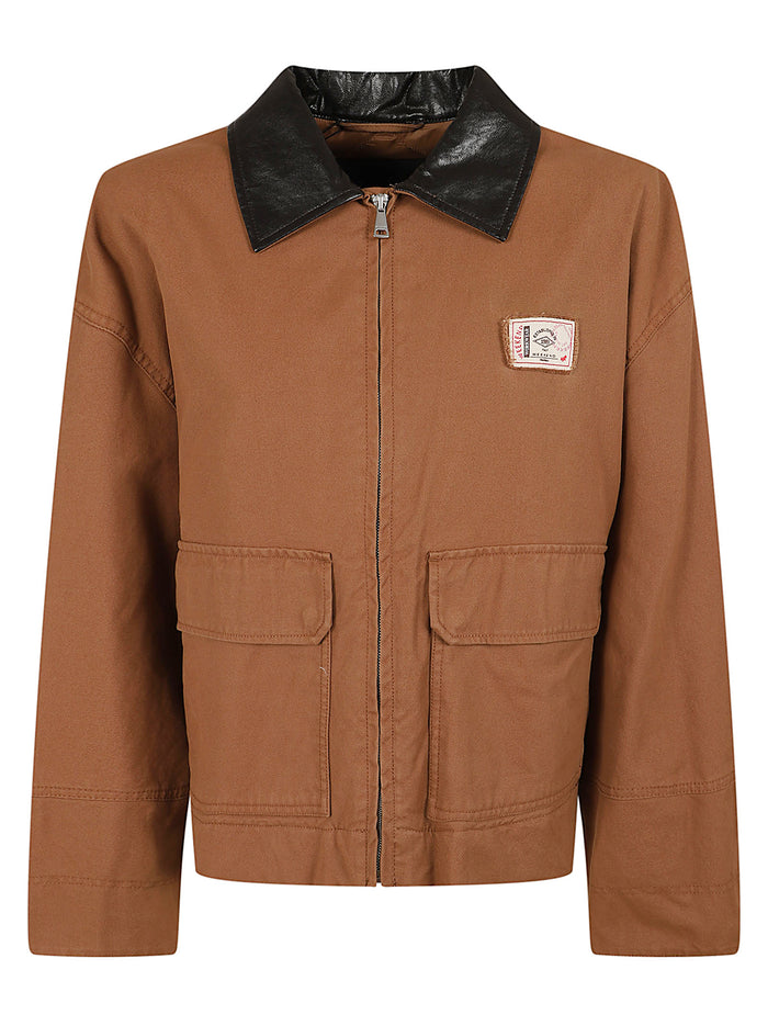 Canvas Puro Cotone Smerigliato Lavato Capo Brown Giacca