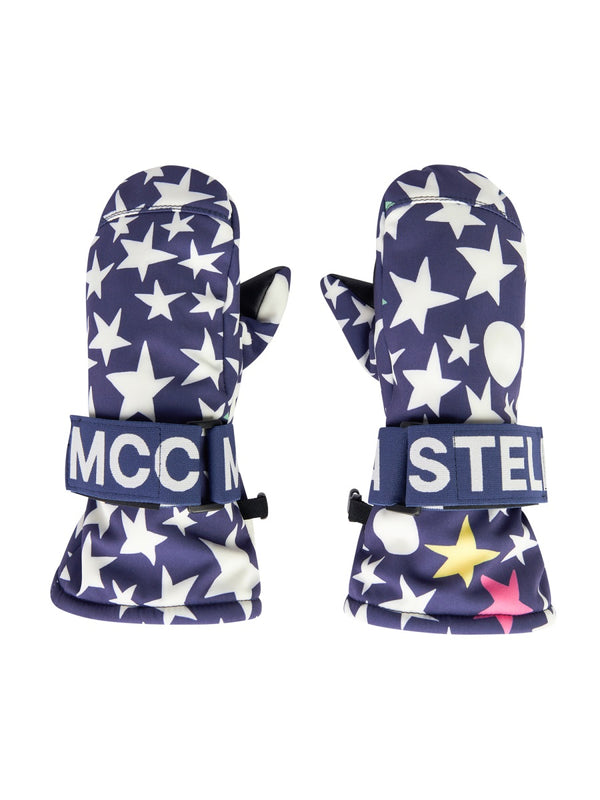 Ski Gloves Stars Blue Polyester