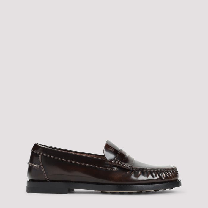 Tods Calf Leather Loafers Brown Shoe