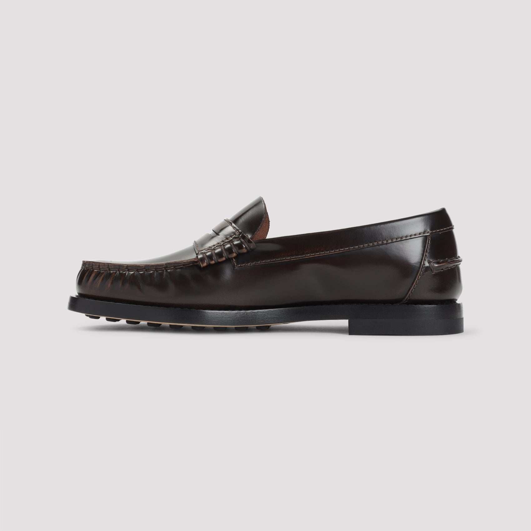 Tods Calf Leather Loafers Brown Shoe