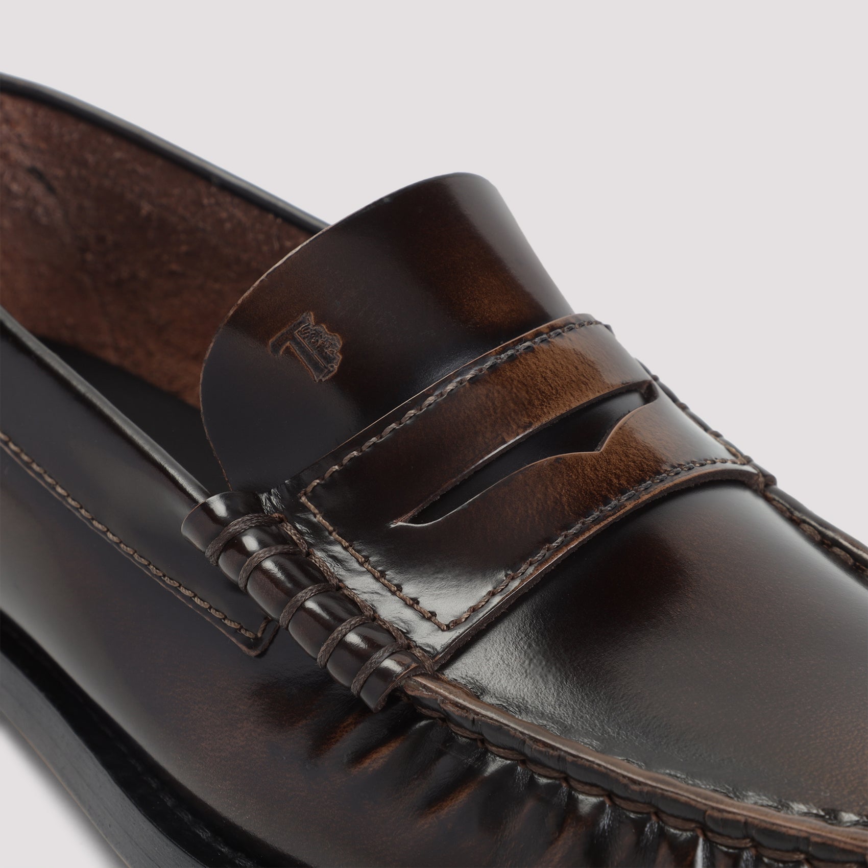 Tods Calf Leather Loafers Brown Shoe